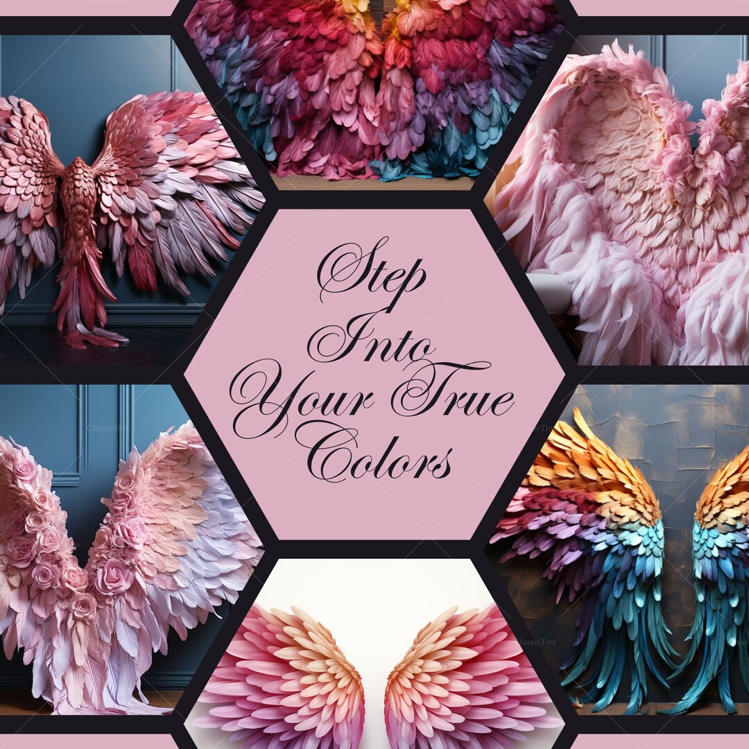22 X Radiant Rainbow Angel Wings Digital Backdrop Set - High-resolution ...