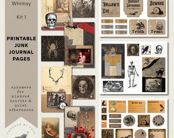 Kit de enfeites de Halloween para o outono 1 | Diário de recortes e scrapbook (Folhas JPG para impressão)