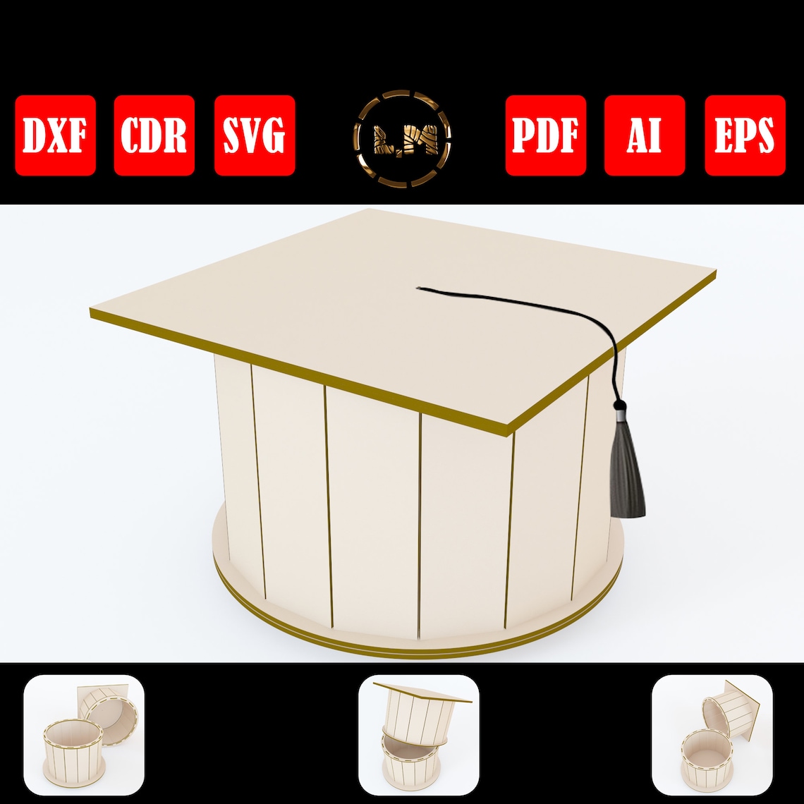 Graduation Cap Box Svg Dxf Cdr Ai Pdf And Eps Ready For Etsy