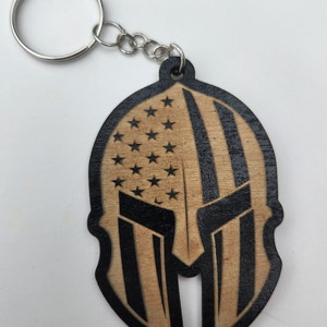 American Flag Spartan Helmet Keychain