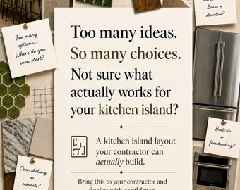 4-Seat Kitchen Island Layout (PDF) – Contractor-Ready, Open-Concept Design