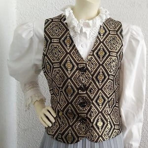 80s tapestry vest carpet vest lurex party vest golden shiny vest paisley evening vest sparkle glitter vest 40 size baroque renaissance vest