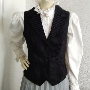 90 pinstripes classic vest preppy college vest V-neck minimal vest notched collar vest spring elegant office vest simple basic vest 40 size
