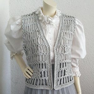 jaren 80 lurex grijs vest glanzend glitter vest disco vest italiaans geborduurd vest knooploos glitter vest feestavond vest pure boxy vest
