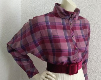 Vintage 80s 90s off White Satin Blouse Lace Portrait Collar
