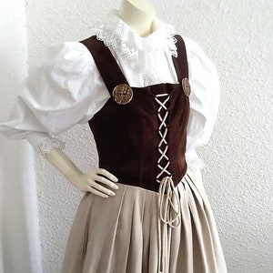 90s folk austrian tyrolean prairie dress peasant bavarian trachten traditional dirndl 12 UK size