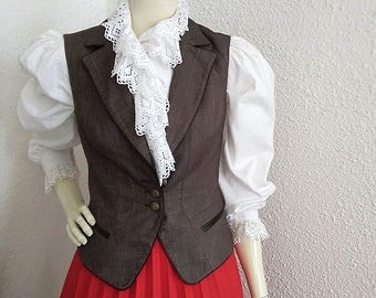 Gilet à rayures fines des années 90, gilet sur mesure classique, gilet à ressort, col cranté, gilet à col en V, taille 34, gilet preppy ORSAY, gilet de style victorien édouardien