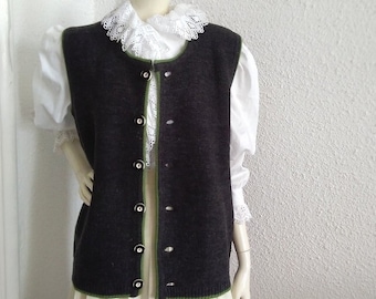 Jaren '90 folk mannen vest minimalistisch eenvoudig vest boer aline vest M maat Oostenrijkse Beierse mannen vest wol/acryl gebreid dichtgeknoopt vest boxy vest