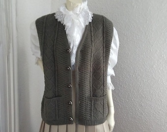 Jaren 90 folk alpine mannen vest rustiek Tirools Beiers vest UK 12 maat Oostenrijkse boer vest uniseks gebreid vest traditioneel vest 8 AMERIKAANSE maat