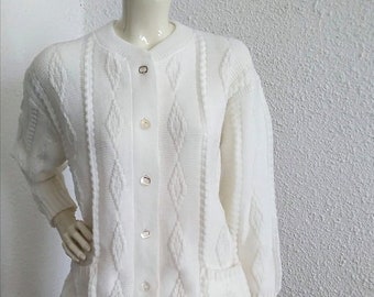 60s lace cardigan spring white cardigan minimalist cardigann cable knit cardigan romantic cardigan geometric torsade cardigan knitted pocket
