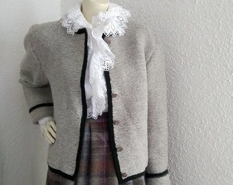90s wool cardigan chunky winter cardigan handknitted austrian style cardigan grey minimalist cardigan folk rustic cardigan peasant cardigan