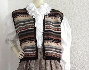 Veste courte années 80 Fair Isle gilet hiver tricoté gilet boutonné gilet printemps italien couleurs terreuses gilet boxy multicolore gilet gilet preppy