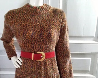 Maglione colorato anni '90 maglione in velluto lavorato a maglia a collo alto tessuto morbido semplice maglione multicolore maglione variegato arcobaleno