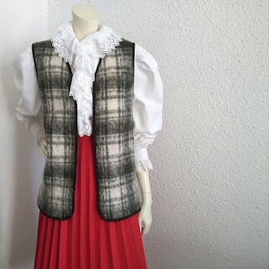 70s mohair vest fluffy vest wool vest checkered vest buttonless elegant vest 8 us vest SOMMERMANN plaid vest boxy spring vest tartan vest