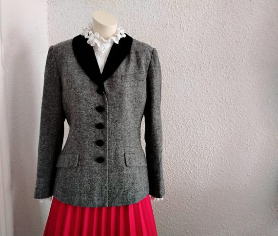 90s pleated back blazer elegant statement blazer velvet shawl collar 8 US size
