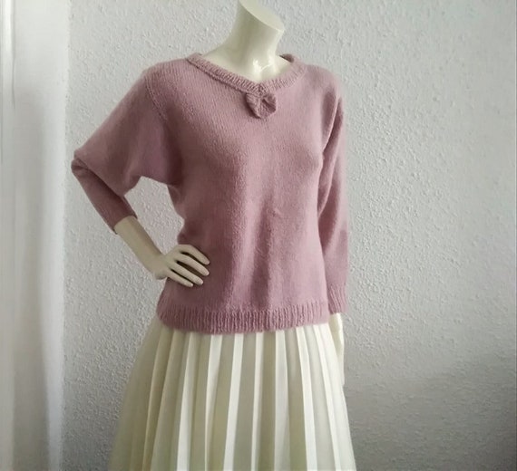 mohair sweater handmade pastel dusted pink color … - image 2