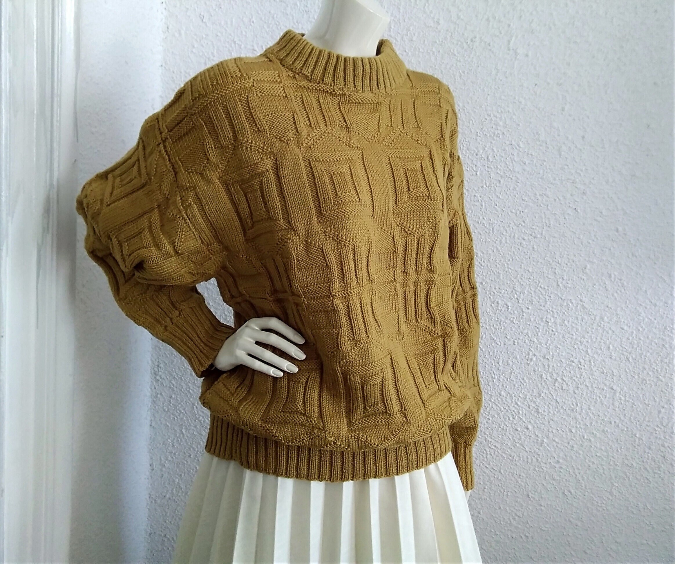 80s Handknitted Sweater Fisherman Aran Style Jumper Probably
