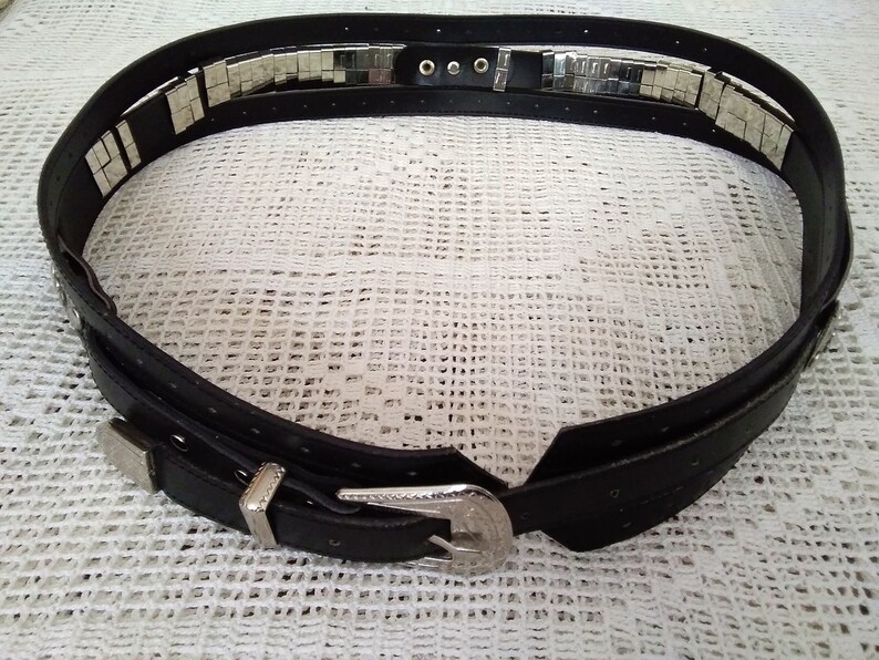 80s fancy belt metallic leather belt disco boho belt bohemian belt shiny belt hips waist belt pop-art belt 80s embellished belt