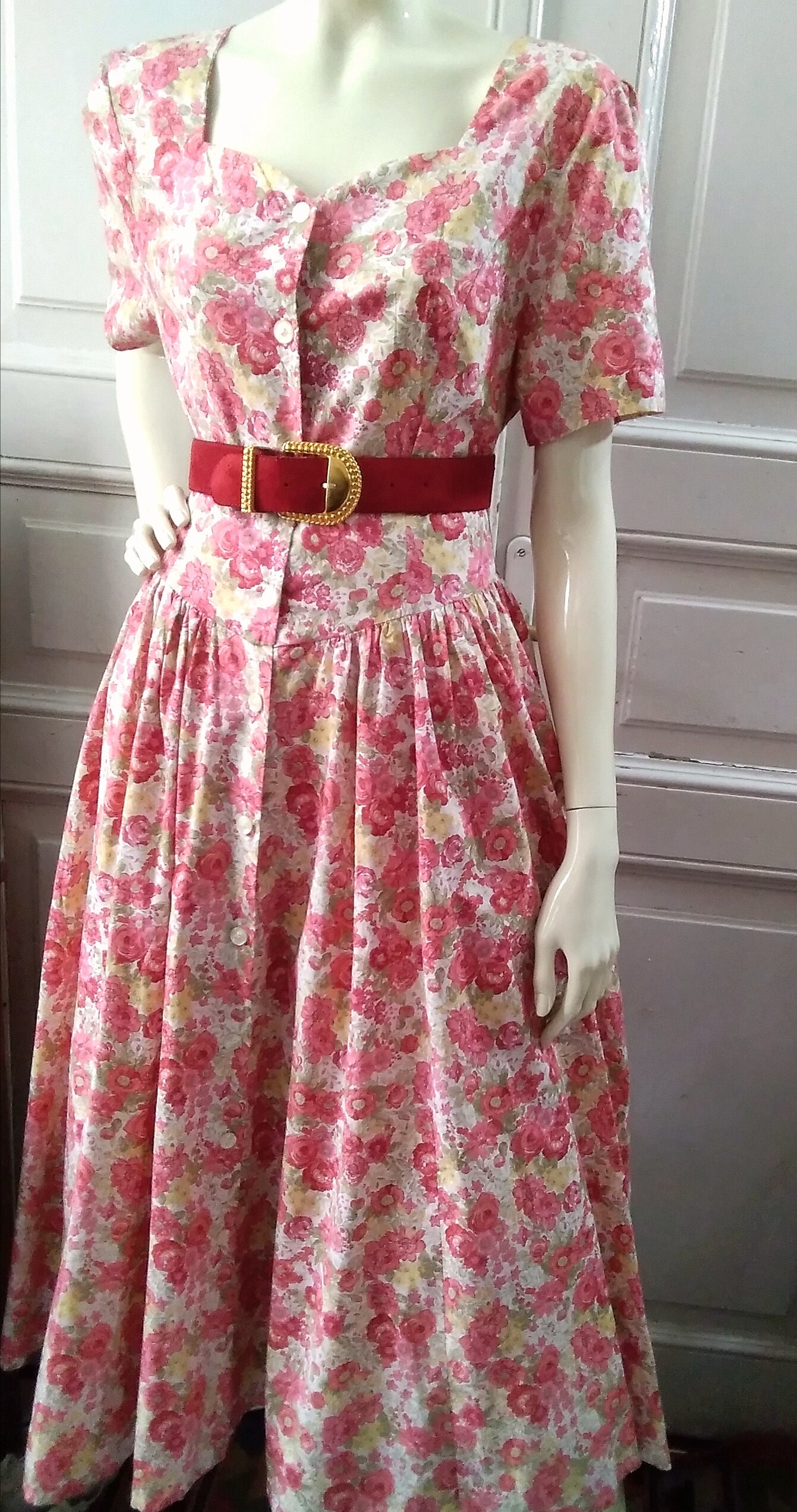 80s Laura Ashley Floral Dress Romantic Prairie Dress V-shape - Etsy