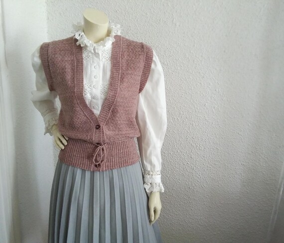 【KOOLOSET】Lace Collar Knit Vest ZQGJB Women's V Neck Sweater Vest Oversized Sleeveless