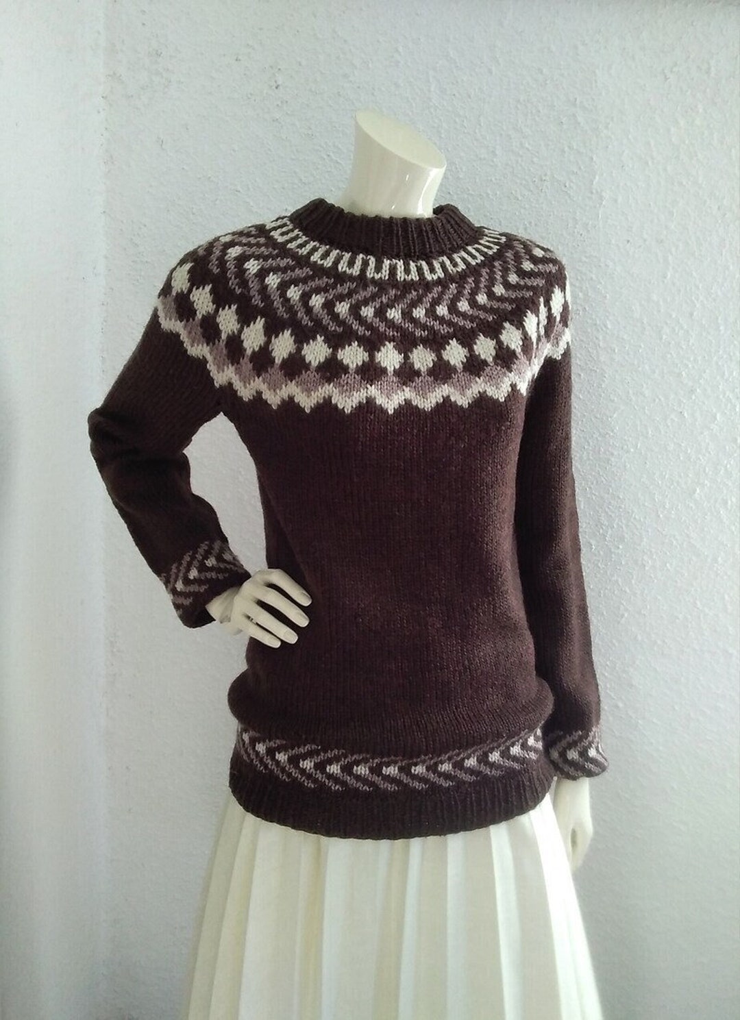 Maglione di lana scandinavo anni '70 maglione invernale norvegese