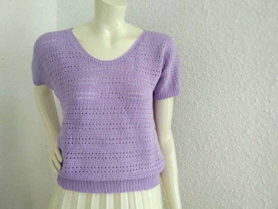 70s does 40s-50s lilac blouse handknitted decolet… - image 3