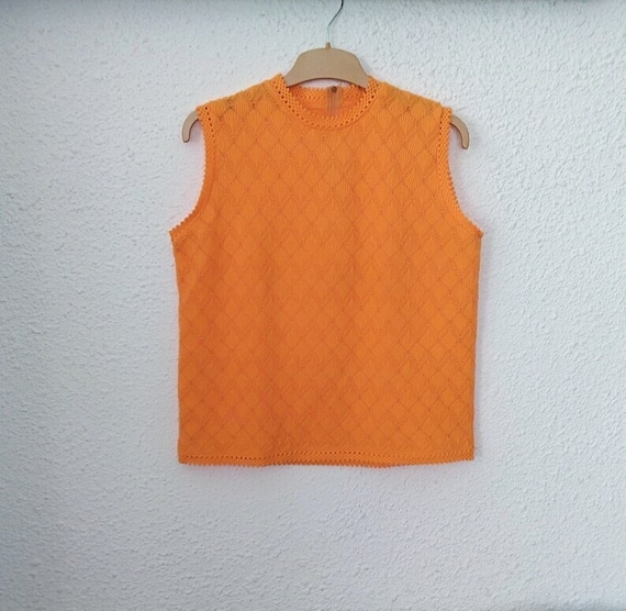 60s mod blouse neon orange blouse elegant minimal… - image 1