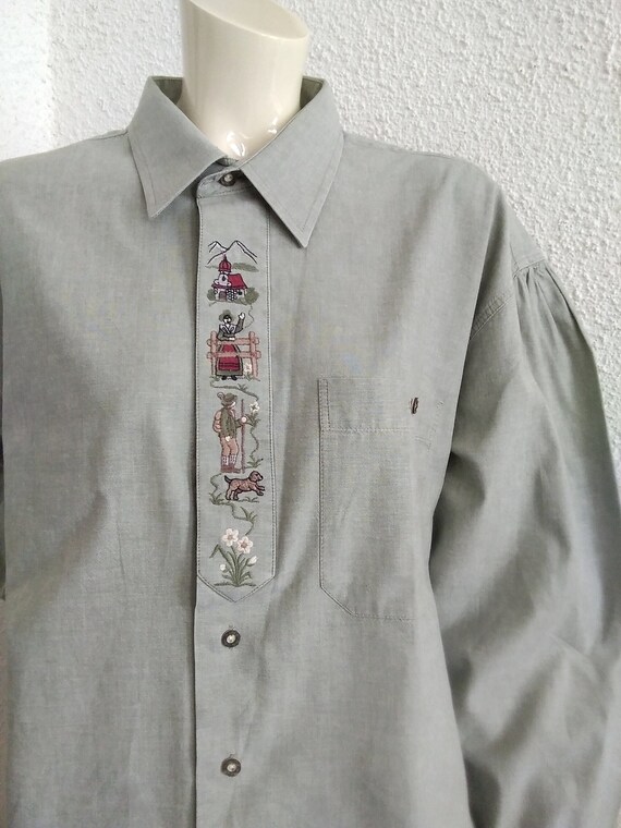 80s Austrian Men Shirt Embroidered Men Shirt Peasant - Etsy Denmark