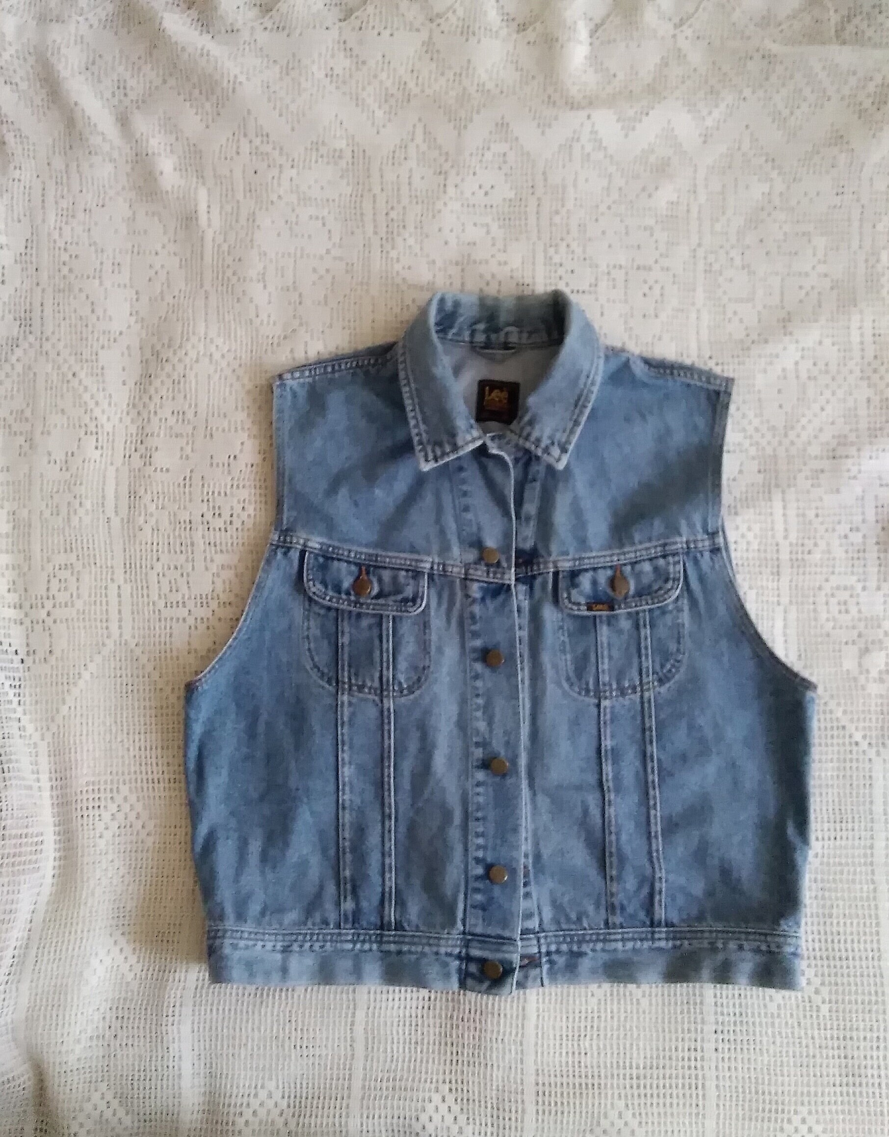 Vintage 80s Lee Denim Vest Lee Distressed Denim Vest Made in - Etsy