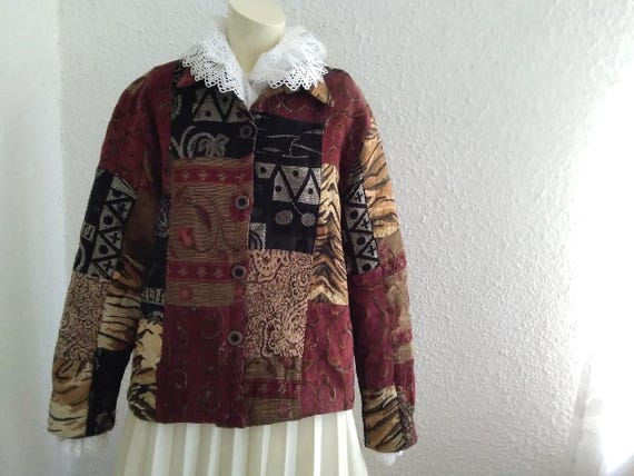 patchwork spring jacket beaded sequined blazer bu… - image 5