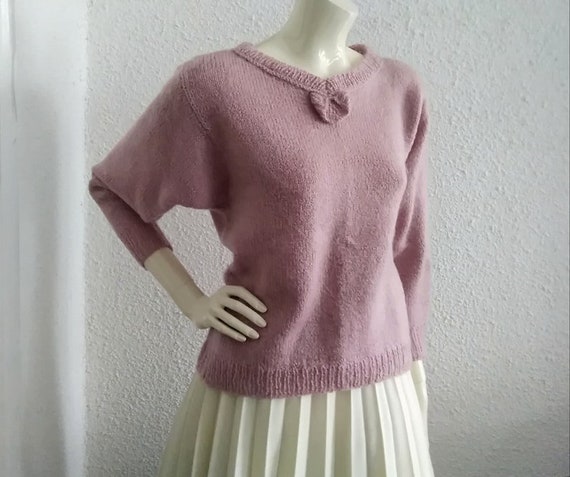 mohair sweater handmade pastel dusted pink color … - image 6