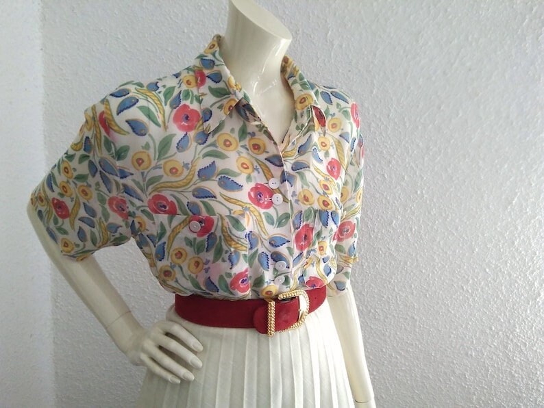 Poppy Print Blouse - Etsy
