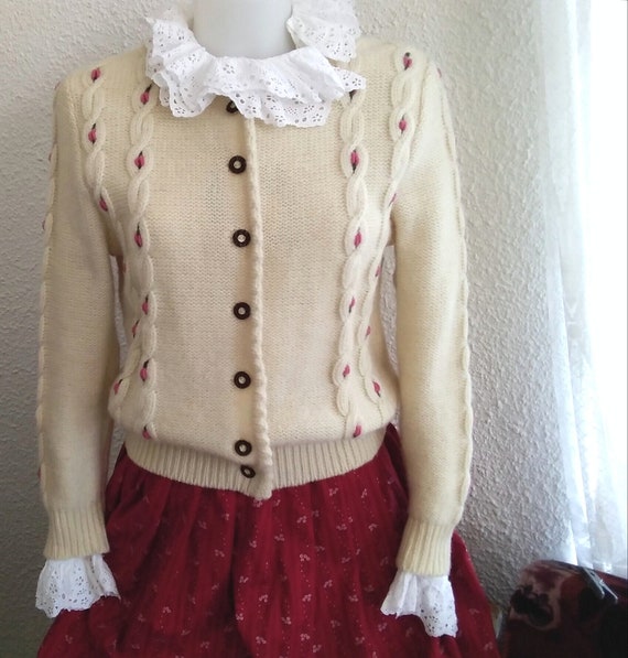 tyrolean austrian cardigan wool embroidered tracht