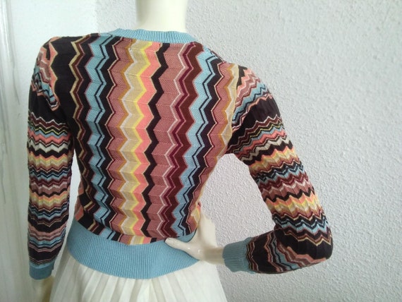 90s MISSONI Cardigan 20th Anniversary Multicolor Cardigan Chevron
