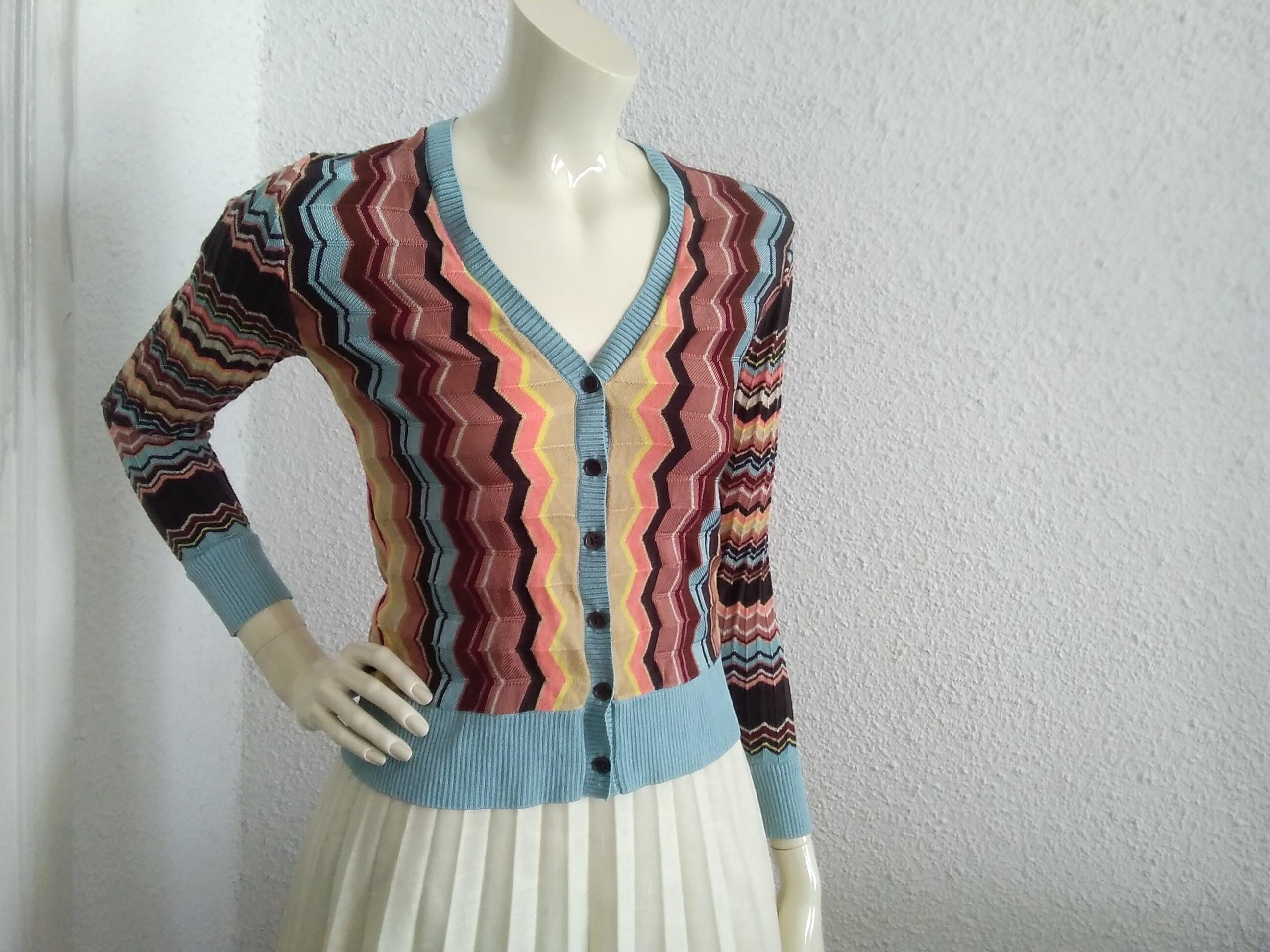 90s MISSONI Cardigan 20th Anniversary Multicolor Cardigan Chevron
