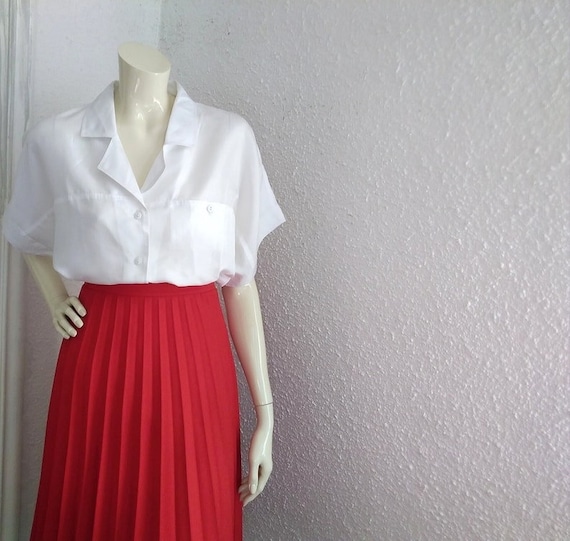 80s minimalist white blouse simple basic blouse d… - image 1