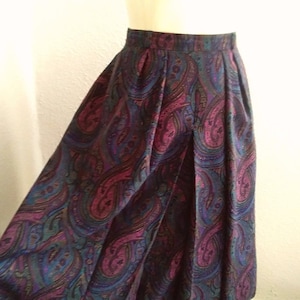 70er Paisley Rock high waist multicolor Rock eleganter Faltenrock 42 size Frühlingsrock Midi Rock Büro Rock A-Linien Rock Sekretärin
