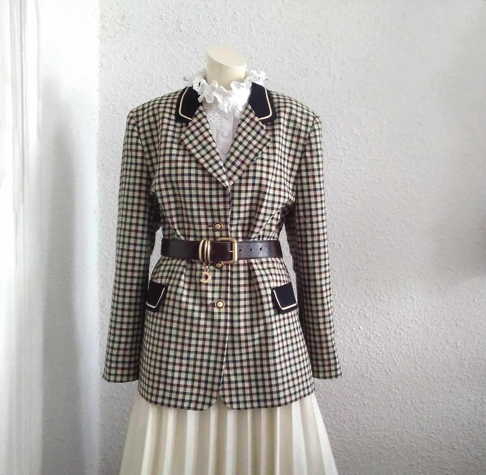 80s plaid tartan blazer EUGEN KLEIN 12 US size wool/polyester blazer german vintage jacket spring elegant blazer checkered classic blazer