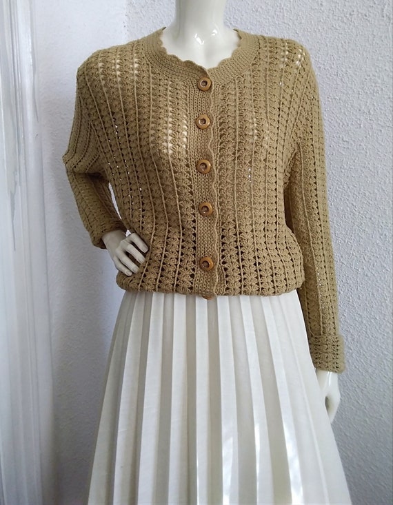 60s Crochet Cardigan Lace Cardigan Long Crochet Spring - Etsy