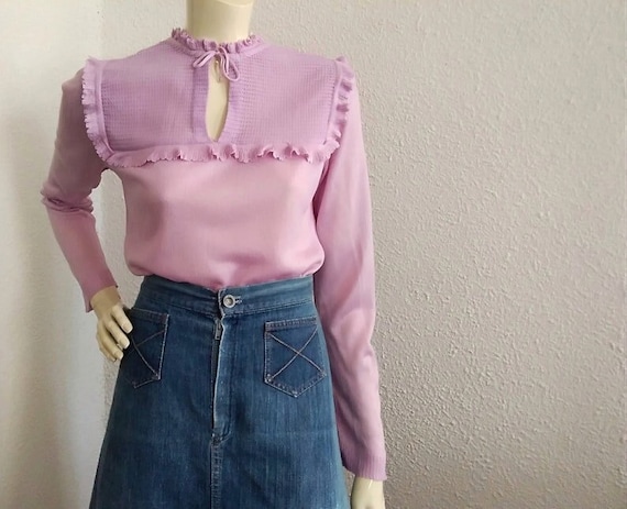lilac ruffle blouse
