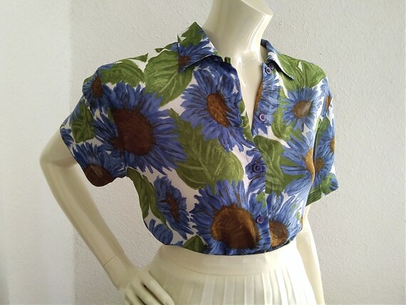 Marc Aurel Printed Blouse Blue Pink Long Sleeve Uk Size EUR 38 UK 12 Marc Aurel Printed Blouse Blue Pink Long Sleeve Uk Size EUR 38 UK 12
