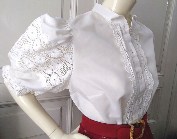 folk blouse baloon puffy sleeve top floral open la