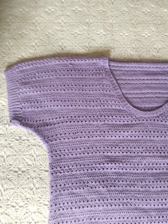 70s does 40s-50s lilac blouse handknitted decolet… - image 5