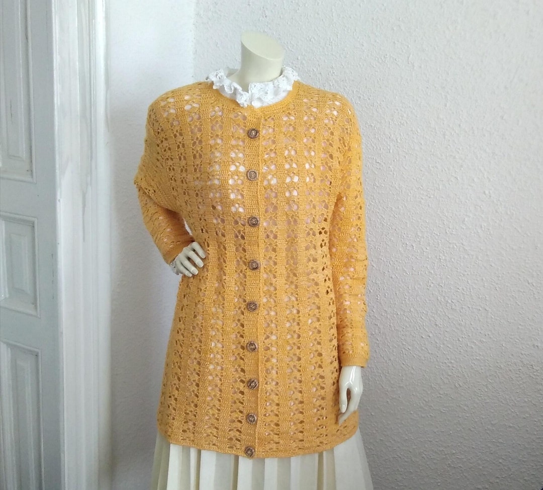 Mod Cardigans 60s Mod Cardigan Crochet Spring Cardigan Lace Cardigan Handknitted ...
