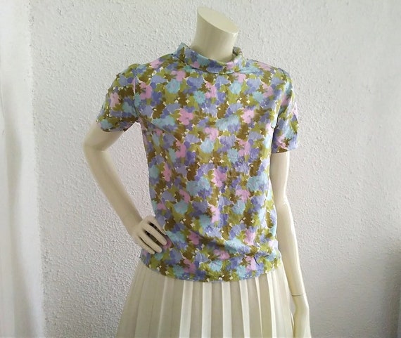60s mod blouse pure silk blouse pastel spring blo… - image 8