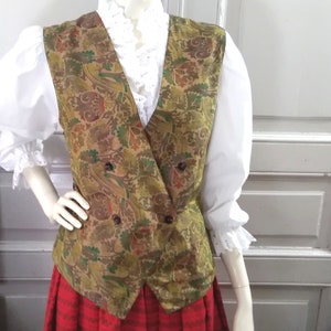 80s Tapestry Vest Victorian Edwardian Style Floral Viscose - Etsy