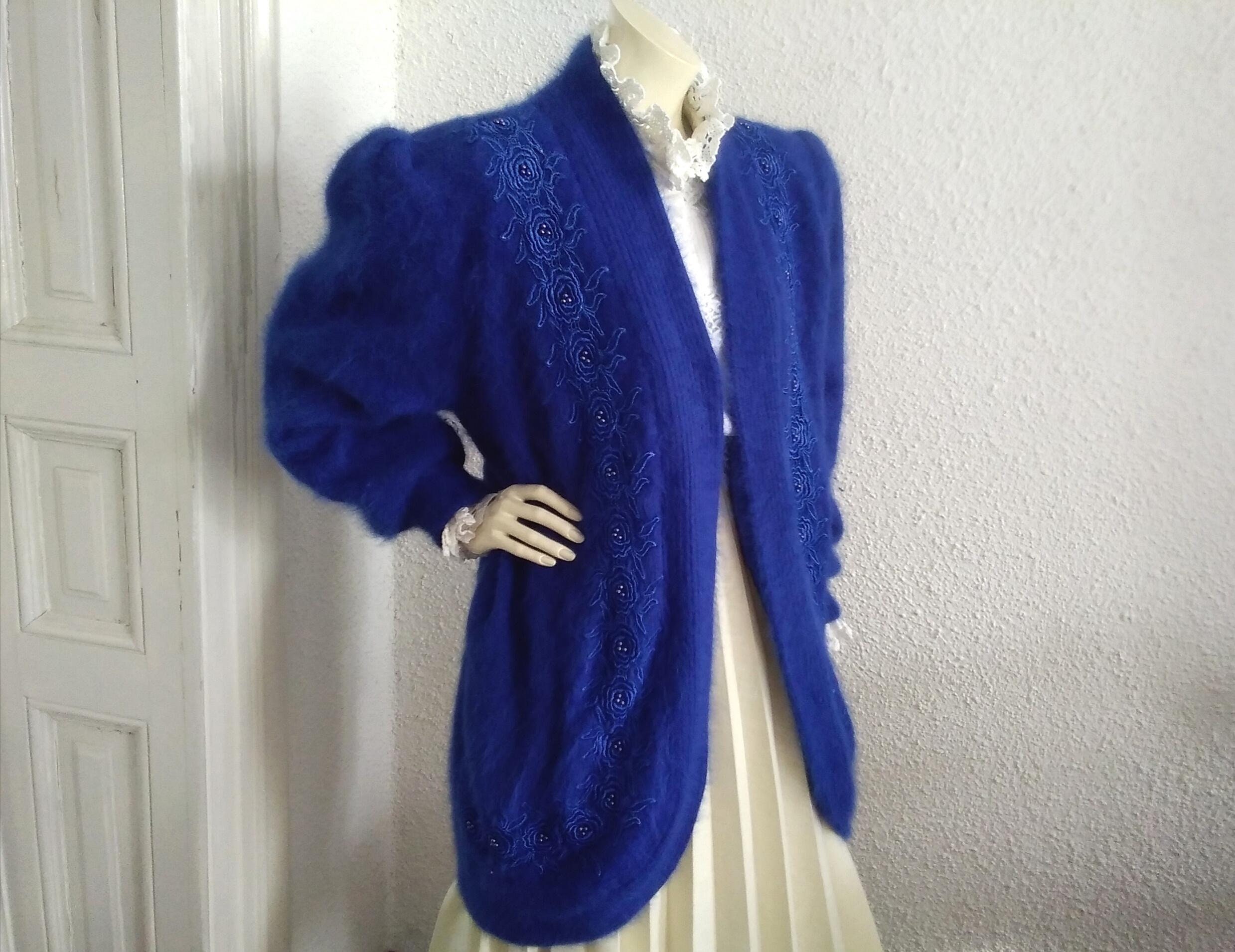 80s Iconic Angora Log Cardigan Fluffy Long Knitted Jacket Extravagant ...