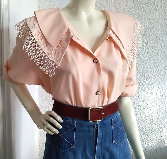 puritan collar blouse floral lace double collar ed