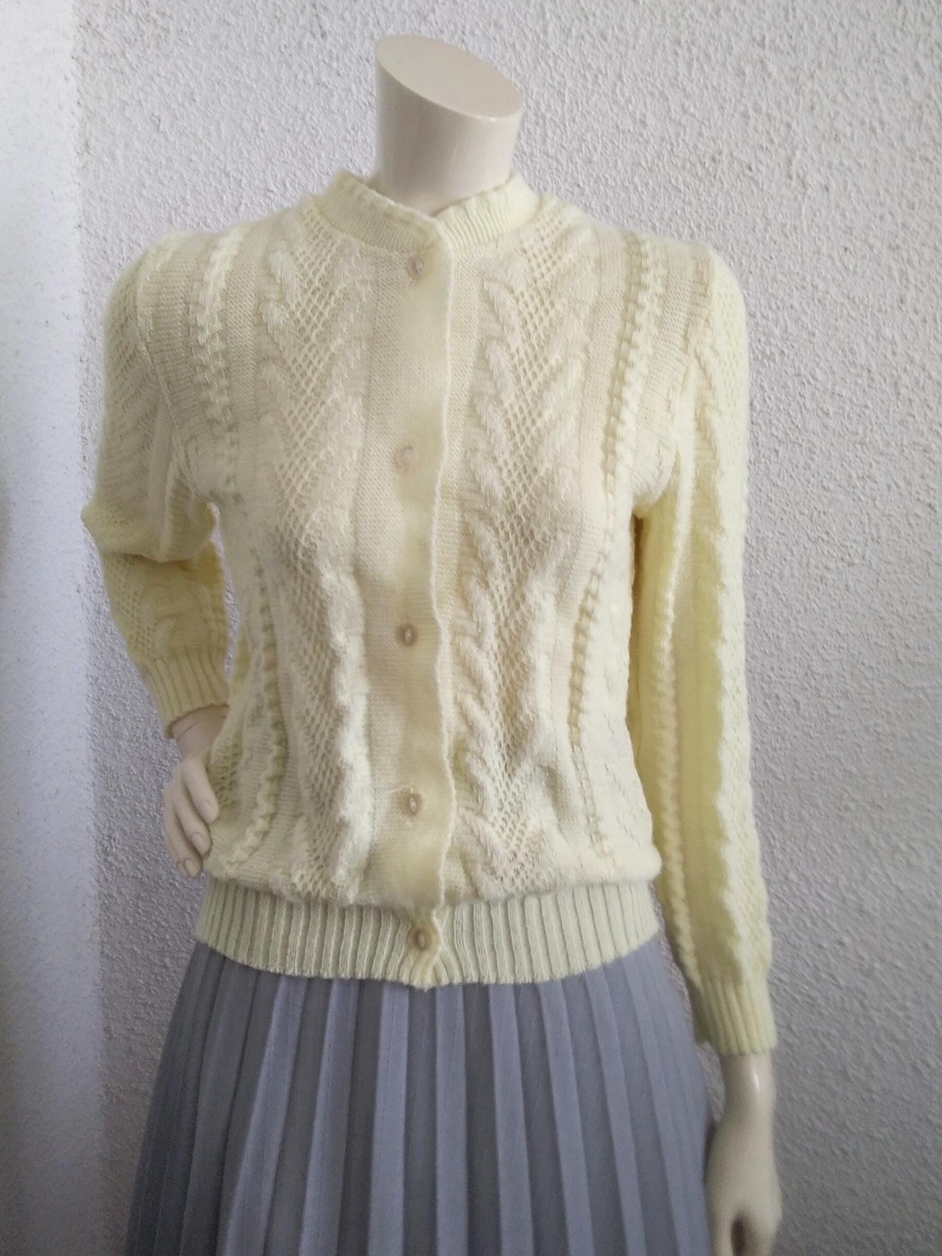 Mod Cardigans 60s Mod Cardigan Pastel Yellow Cardigan Neon Cardigan Cable Knit ...