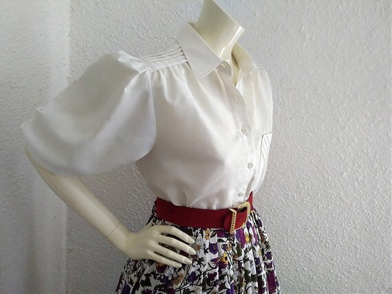 80s LADY ADLER blouse puffy sleeve blouse button … - image 3